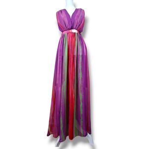 ASOS Swim Beach Maxi Dress Women's 6 Rainbow Purple Sheer Festival